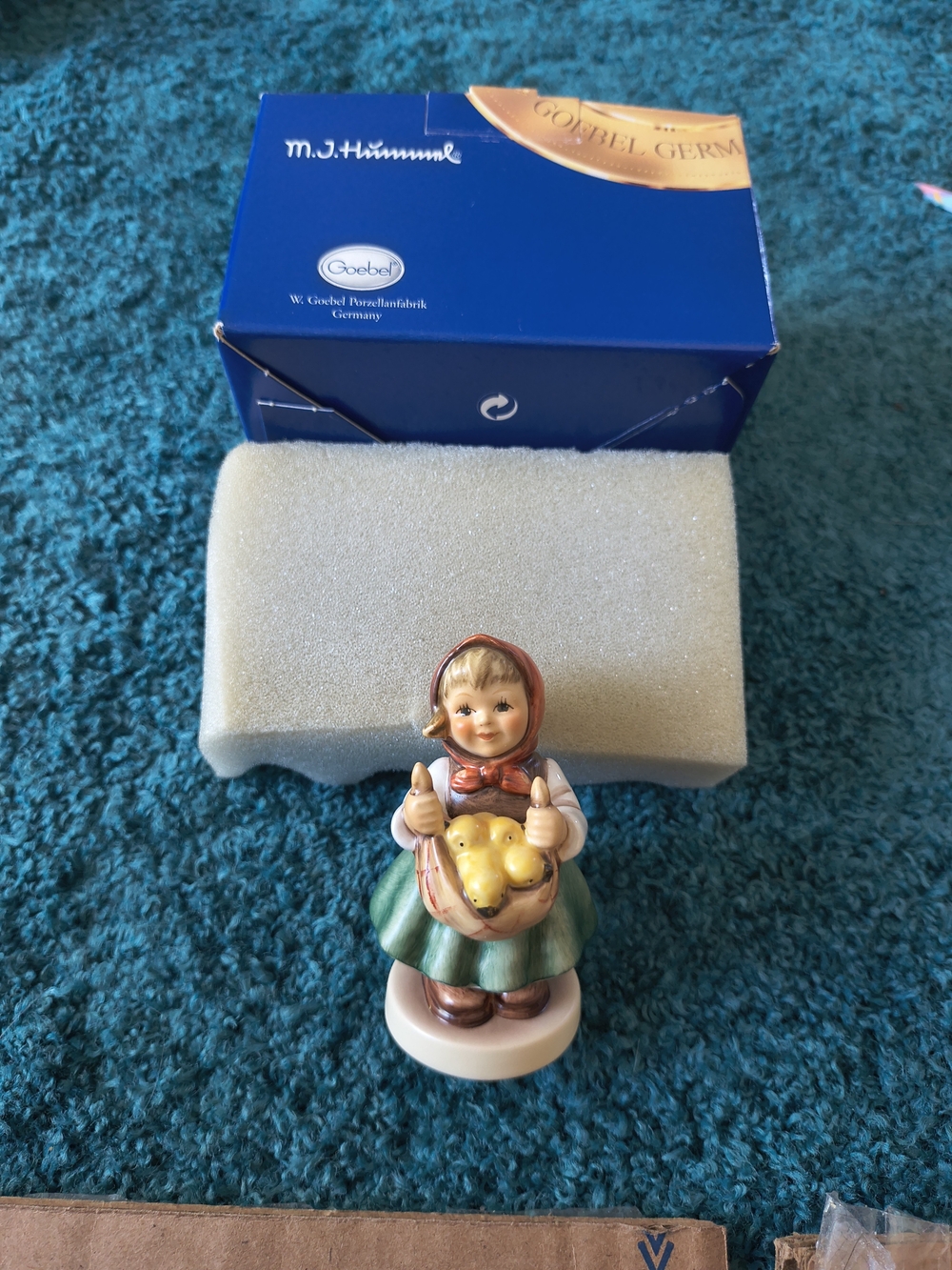 Goebel Hummel Girl with Chicks Figurine in Green Dress